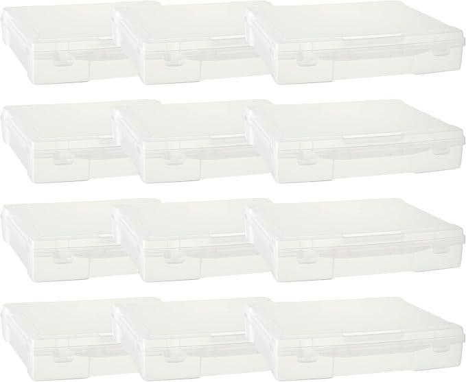 Generic 12” x 12” Plastic Scrapbook Storage Case by Simply Tidy - Portable Case for Documents, Papers, Sewing, Crafts - Clear, Bulk 12 Pack