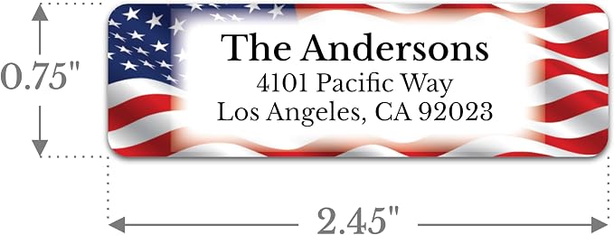 Personalized Patriotic Return Address Labels, Self-Adhesive Address Stickers on Sheets, 50-1000 Labels (Flag Border)