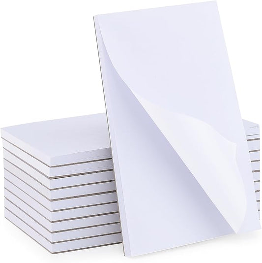 Thboxes 10 Pack 3" x 5" Blank Note Pads, 50 Sheets Each | 80gsm FSC Paper, Top Glue Binding, Cardboard Backing, Compact Memo Pads for Office, School, Home, Server Use