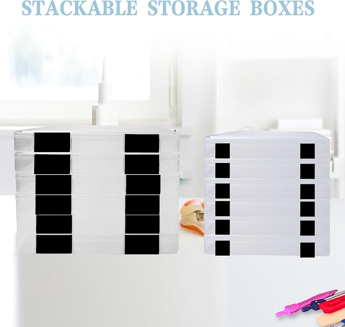 12 Pcs Clear A4 A5 File Box Document Plastic Storage Box with 48 Labels File Holder Organizer Box Paper Plastic Case Magazine Protector with Buckle Office School Supplies(Black)