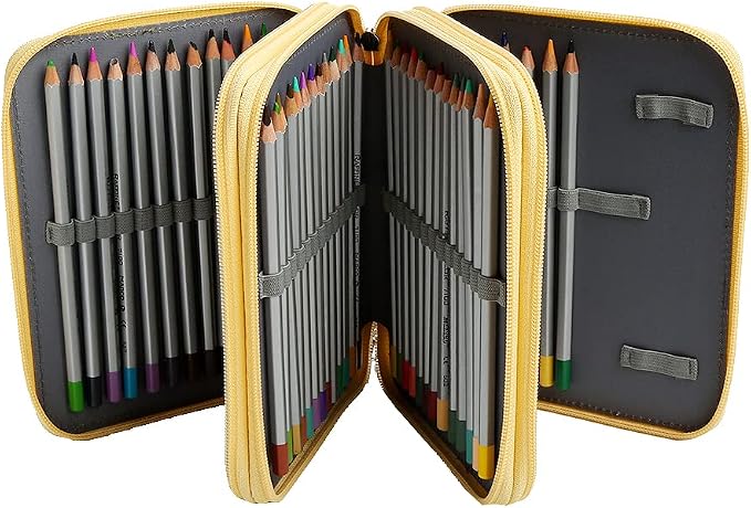 Portable Colored Printing Pattern Morning glory and Daisy Pencil Case 72 Slots Pencil Bag Organizer with Zipper for Watercolor Pens or Markers, Pencil Case Organizer for Artist