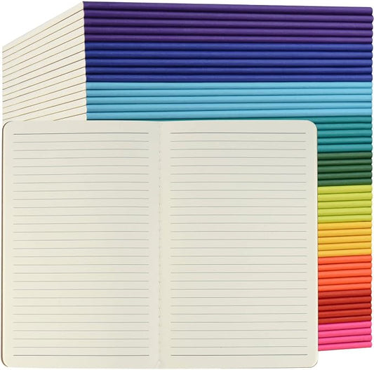 ZCZN 50 Pack Colorful Lined Notebooks Bulk, A5 Journals with 10 Colors, 60 Pages/30 Sheets, 8.3x5.5 Inch, College Ruled Paper, Travel Writing Journal Notebooks for Work,School(50 pack,10 colors)