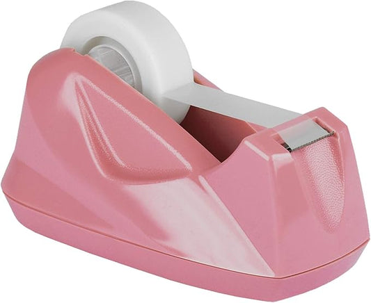 Acrimet Premium Desktop Tape Dispenser, Plastic, Non-Skid Base (Heavy Duty) (Pink Color)