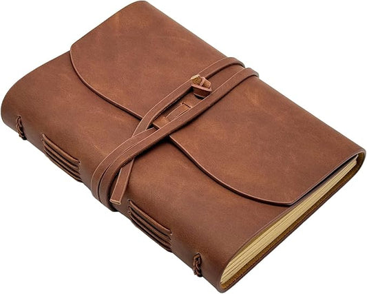 CooLeathor Dark Brown Notebook Journal - Leather Journals for Writing Small Size Diary 5.5x7.5 Inch, Notepad For Women and Man, Gifts,Work,Travel
