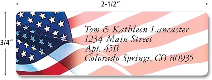 Colorful Images Patriotic Rolled Address Labels | American Glory, 500 Count, Self-Adhesive With Dispenser, Customize with Name & Shipping Addres