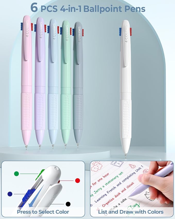 Four Candies 56 PCS School Supplies with Pencil Case, 6 Multicolor Pens, 12 Pastel Highlighters, 5 Gel Pens, 9 Mechanical Pencils for Student Back to School Stationery Set College Essentials (Blue)