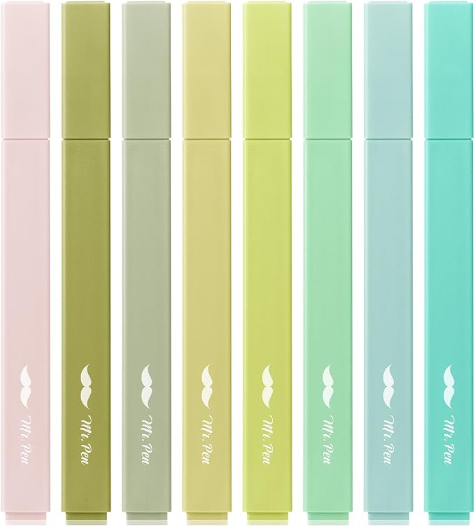 Mr. Pen- Aesthetic Highlighters No Bleed, 8 Pack, Assorted Colors | Chisel Tip, Cute Highlighters Assorted Colors for Journaling, Highlighting, Underlining, Fast Dry, Back to School Supplies