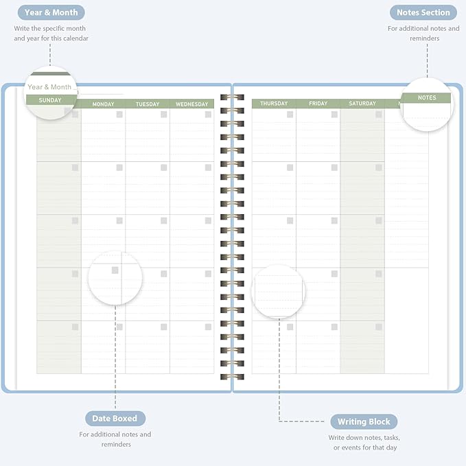 Undated Weekly Planner, Weekly To Do List Notebook, A5 Daily Planner | Office School Supplies, Spiral Binding, Inner Pocket, Goal, Organizer, Habit Tracker