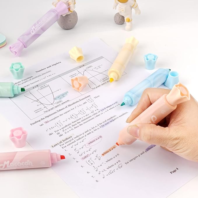 Candy Highlighters, 18 Pack Cute Pastel Highlighter Pens, Candy Shaped Chisel Tip No Bleed, Quick Dry Aesthetic Highlighters for School Supplies, Bible Study, Journaling, Planner, Notes, Teachers