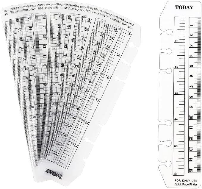 10 Pack Clear Ruler Bookmark Plastic Binder Divider A6 Straight Ruler Page Markers Today Planner Page Finders for A6 6 Ring Notebook Binder Refillable Journal