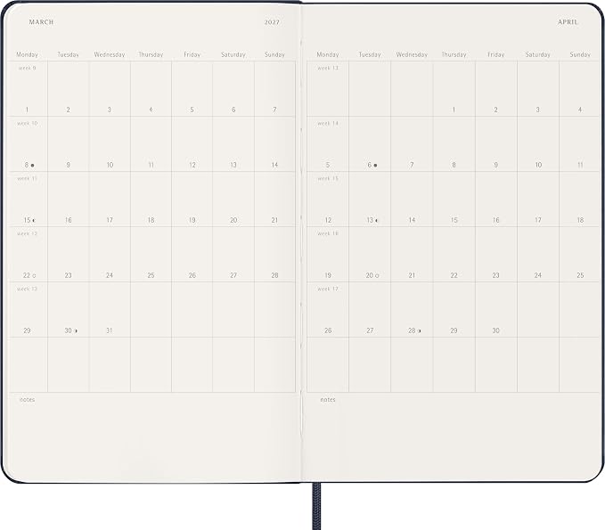 Moleskine Classic 18 Month 2026-2027 Weekly Planner, Hard Cover, Large (5" x 8.25"), Sapphire Blue, 208 pages