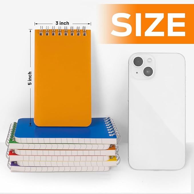 Pocket Notebook Bulk 3x5 Inch, 18 Packs Mini Top Bound Spiral Notepad, Small Pads 6 Colored, 60Sheets/120Pages (80GSM) Memo Notepads for Home, School, College, Office, Work, Travel
