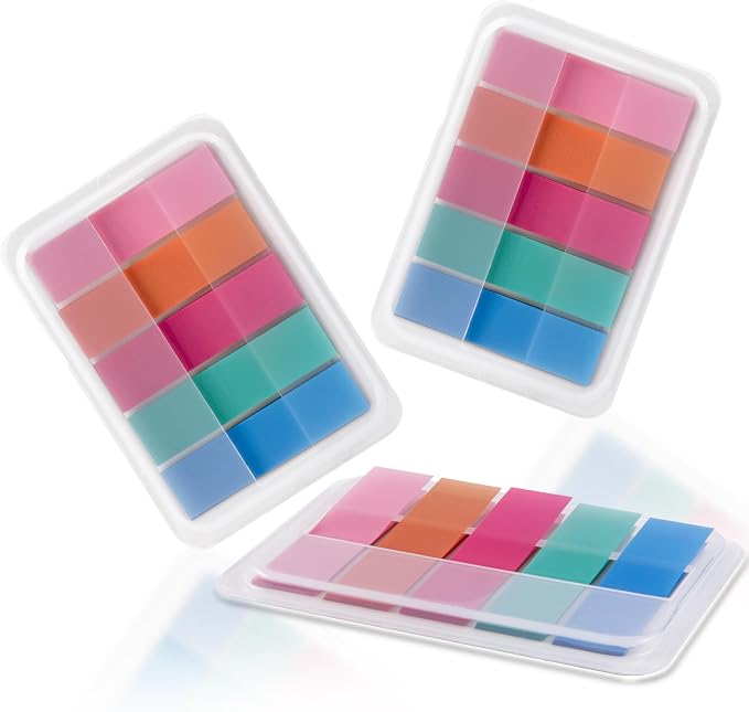 Golcellia Sticky Tabs, Bright Book Tabs for Notebooks, 300 Pcs | Writable bright paper tabs for books, notes, planners and files, repositionable page markers for school, office and home