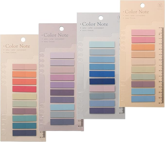 Potanro Sticky Tabs 800 Pcs Book Tabs Colorful Sticky Index Tabs | 40 Colors Annotation Tabs ,Transparent Sticky Notes Tabs, Writable Page Tabs with Ruler for Annotating Books, Page Marking