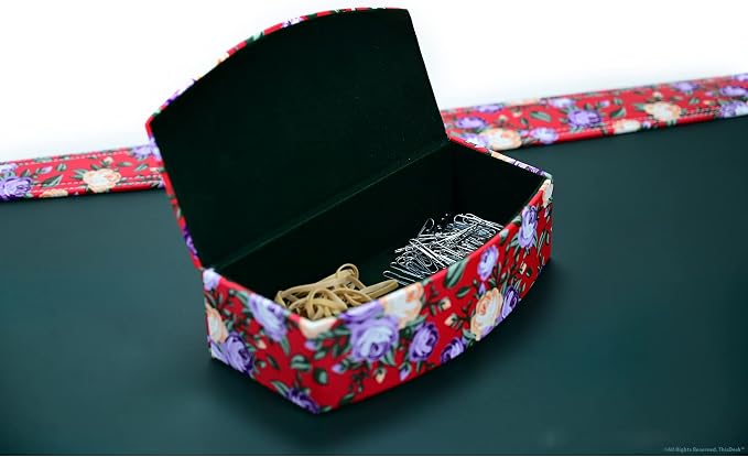 This Desk by Dacasso PU Leather Desk Set - Luxury Leather Desk Pad & Desk Organization Essentials - Office Organization & Executive Office Desk Decor - (Floral Red, 5 Piece)