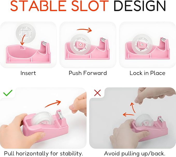 Lightweight Desktop Tape Dispenser, Tape Holder with 6 Rolls Transparent Tape, Stable Non-Skid Base for Office, Home & School, 1-Inch Core (0.71 in x 1000 in Each)