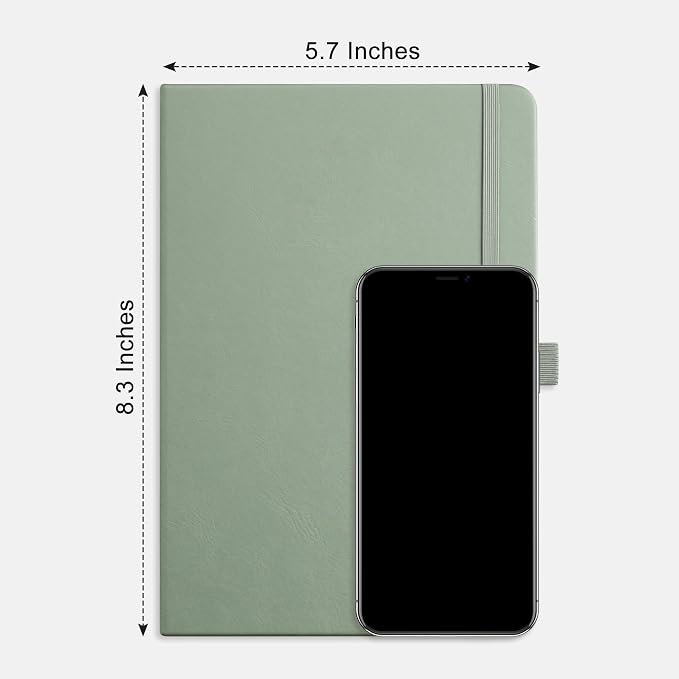 RETTACY Blank Journal Notebook, 192 Pages, A5 Medium Size (5.7'' x 8.3'') | Leather Hardcover, 100 GSM Thick Paper, for Sketching, Drawing, Painting (Sage Green)