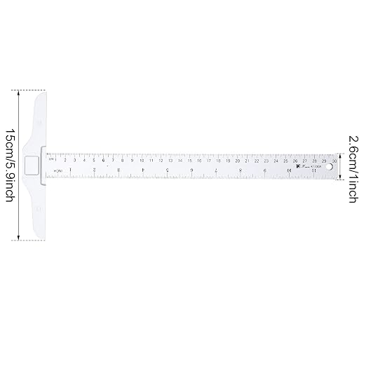 Pangda 2 Pcs 12 Inch T-Square Ruler Plastic Transparent T-Ruler for Drafting and General Layout Work