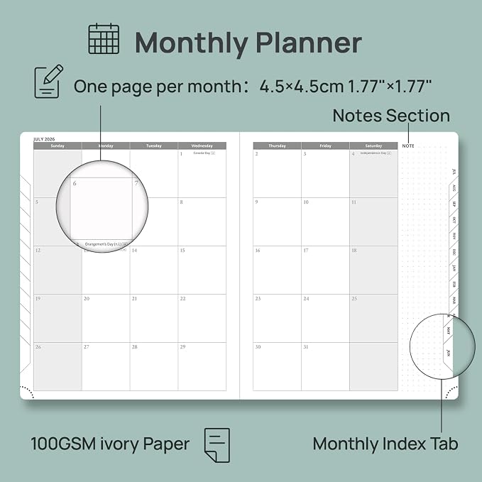 POPRUN Planner 2026-2027 (Large 8.5"x10.5"), Academic Year Weekly Planner | Calendar Book Jul.2026 - Jun.2027, Appointment Book with Monthly Tabs, Leather Hardcover, Inner Pocket, 100GSM - Burgundy
