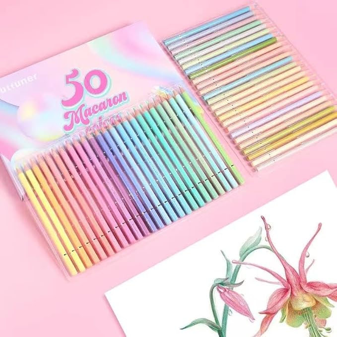 50 Colored Pencil Set, Professional Pastel Coloring Pencils, Art Drawing Pencils for Adult Coloring Books, Artists Drawing, Sketching (Macaron color)
