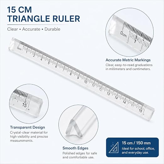 Triangle Ruler Set, Small Architectural Scale Ruler Pocket Size Ruler Metric Ruler Plastic Clear Ruler Triangle Ruler Drafting Tools Office, Drafting Tools for Office and School(15CM) ﻿
