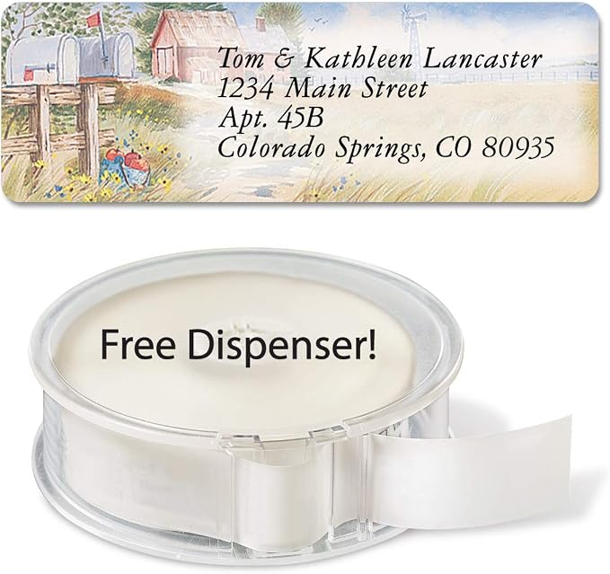Colorful Images Rolled Return Address Labels | American Countryside, 250 Count, Self-Adhesive With Dispenser, Customize with Name & Shipping Address
