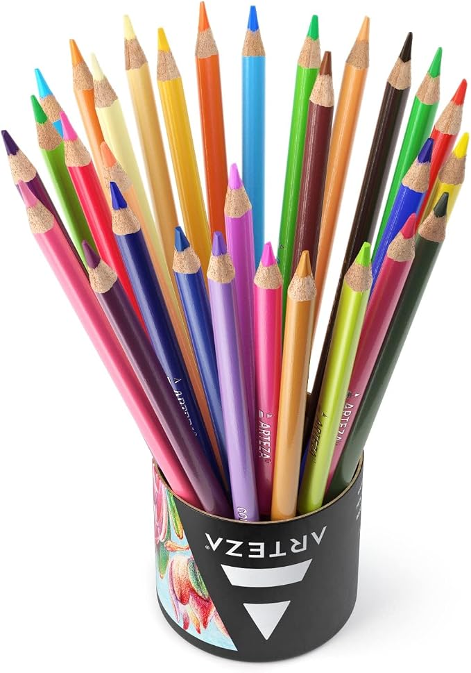 Arteza Colored Pencils, 48 Colors, Soft, Highly-Pigmented, Wax-Based Core Pencil Crayons, Art Supplies For Adults & Teens