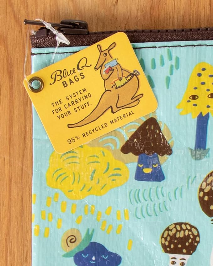 Blue Q Zipper Pouch, Made from 95% Recycled Material, 7.25" h x 9.5" w, Colorful Chunky Zipper