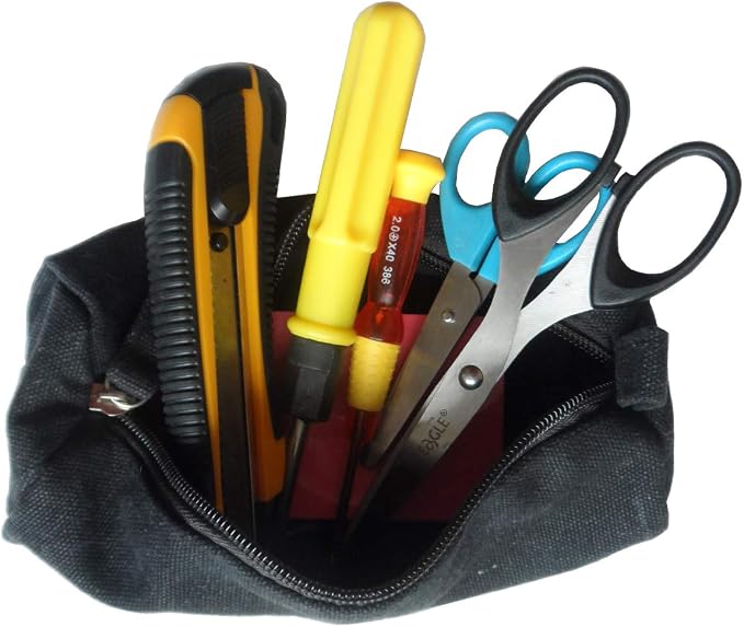 EnYu Heavy Canvas Stationery Portable Stylish Simple Pencil Bag and Practical Durable Compact Zipper Pencil Case 1 Pack Black
