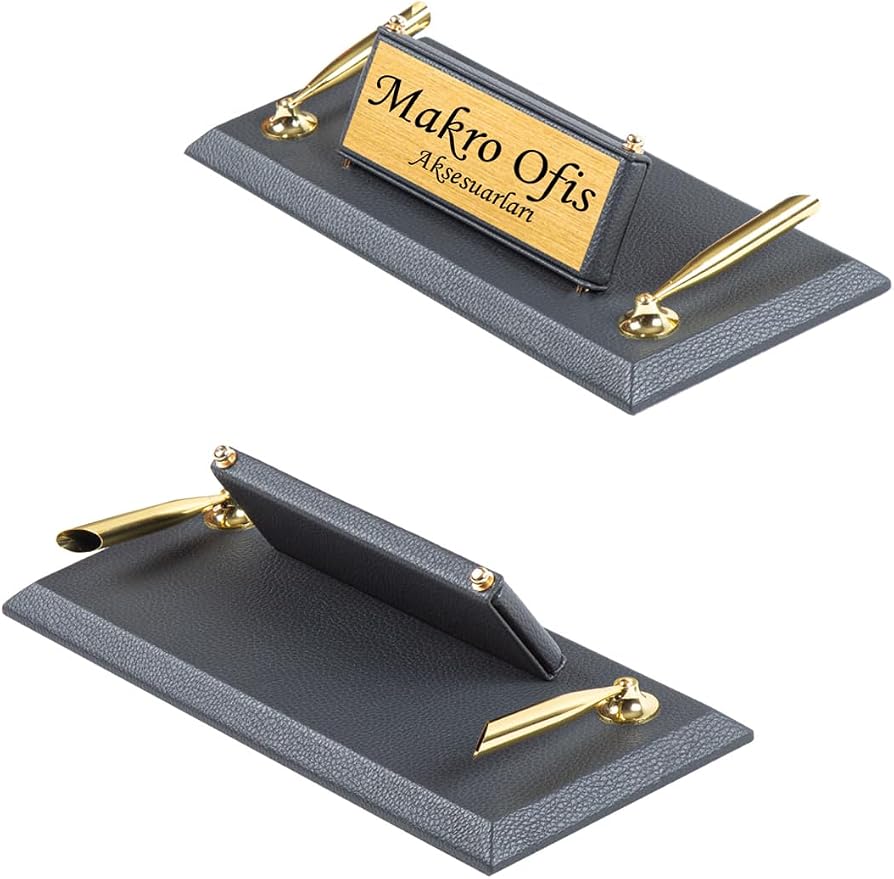 Bonded Leather Desk Organizer Set – Executive 12-Piece Desk Mat, Name Plate, Pens, Coasters & Office Accessories – Office Organization & Decor