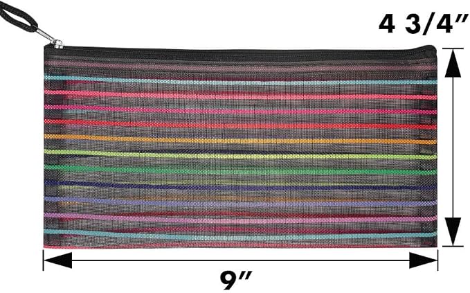 selizo 6 Pcs Pencil Pouch Plastic Pencil Cases Zipper Mesh Pouch Bag for Office Pen Cosmetic Makeup