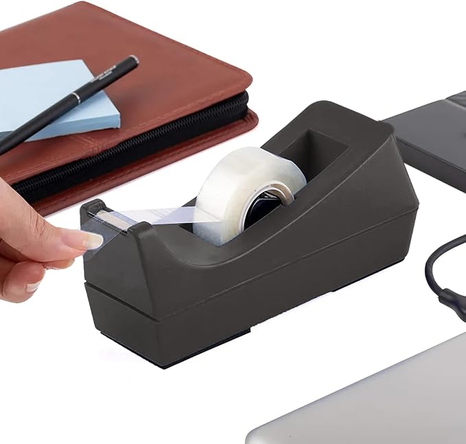 Desk Tape Dispenser with 10 Rolls Clear Tape, Desktop Tape Holder with Non-Slip Nano Adhesive Base, 1 Inch Core Tape Dispenser for Home Office School Supplies