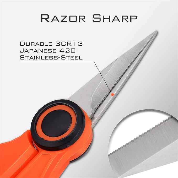KastKing Paradox 5.5-Inch Fishing Scissors | Braided Line Cutters, w/Sheath, Super Sharp 3CR13 Japanese Stainless Steel Blades, Non-Slip TPR Handles, Includes Lanyard