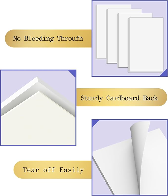 Note Pads 3x5 Small Memo Pads, 12 Pack Server Note Pads, Scratch Pads 3x5, Mini Note Pad White Paper 3''x5'', 50 Sheets per Blank Notepads, Small Writing Pads for Office School Home Supplies