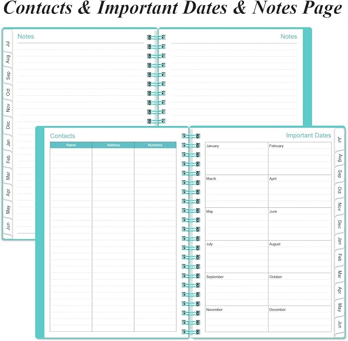 2026-2027 Planner - A5 Weekly & Monthly Planner Spiral Bound, July 2026 - June 2027, with Flexible Cover, Tabs, Inner Pocket, 6.4" x 8.5", Teal