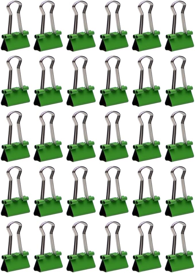 JAM PAPER Colorful Binder Clips - Extra Small - 3/5 Inch (15 mm) - Green Binderclips - 30/Pack