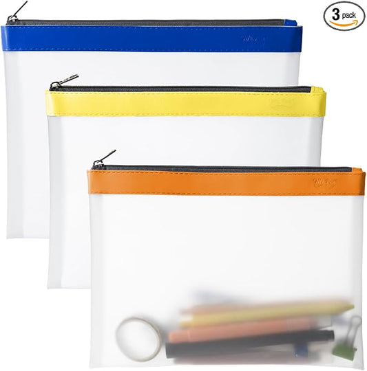 Mr. Pen- Clear Pencil Pouch, 9" x 6.88", 3 Pack, Durable TPU Material | Large Water-Resistant Pencil Bags with Smooth Zipper, Multipurpose Clear Pouch for Stationery, School, Office