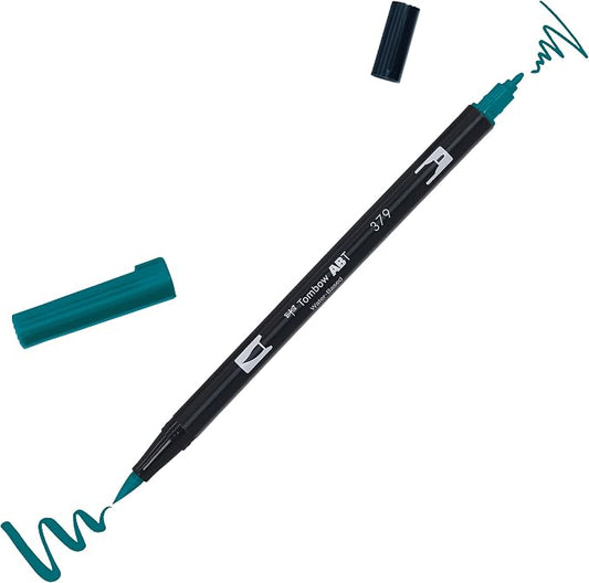 Tombow | ABT Dual Brush | Watercolour Brush Dual Tip Marker | For Lettering, Drawing, Painting, Manga | Home & Professional Use | Jade Green