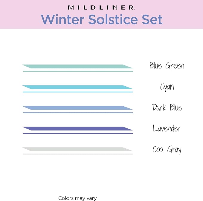 Zebra Pen MILDLINER No Bleed Highlighter, Winter Solstice, Dual Tip, 5-Pack | Broad and Fine Point Tip Marker Set, Ideal for Bible Highlighting, Journaling, School, Teacher and Office Supplies (78325)