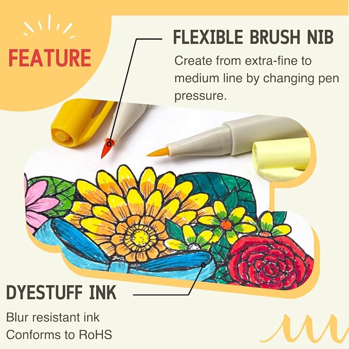 Artline SUPREME Brush Blender Pens | AP Certified Safe for Kids | Blur Resistant Ink | EPFS-F | Flexible Brush Nib Creates Unique Wide & Fine Lines | 3-Pack