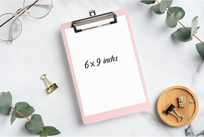 Hongri Plastic Small Clipboard, Pink A5 Memo Size Clip Board (Pack of 6) | Mini Size 6 x 9 in for Students, Teacher, Women, Office & School Supplies