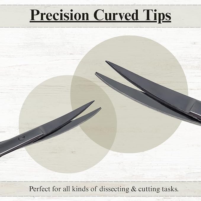 Premium Iris Scissors Micro Dissecting Scissors Curved 4.5" with Fine Sharp Blades Made of Stainless Steel Medical Surgical Tools (Silver)