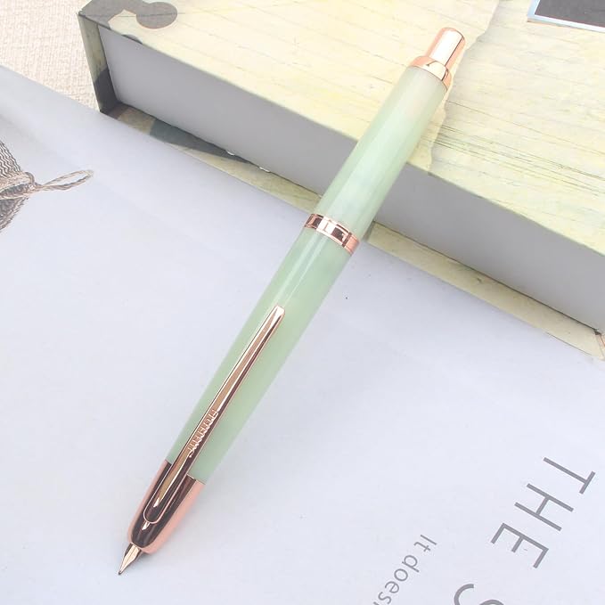 JINHAO 20 Celestial Jade Red gold clip Press Fountain Pen Elegant Luxury Ink Pen EF Nib Writing Calligraphy Pens School Supplies Stationery