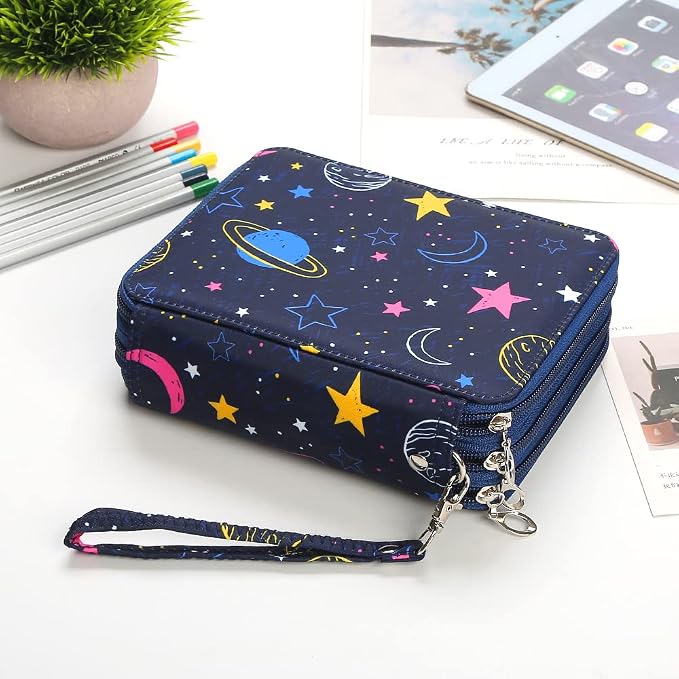 Portable Colored Pencil Case-72 Slots Colored Pencil Case Organizer with Zipper for Watercolor Pens or Markers, Pencil Case Organizer for Artist