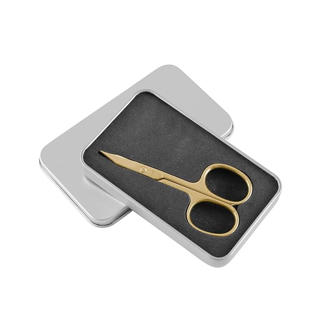 LIVINGO Sharp Nail Scissors Curved Blade Stainless Steel | Professional Cuticle Tool, Fingernail Toenail Care, Pedicure Grooming, Durable Storage Case