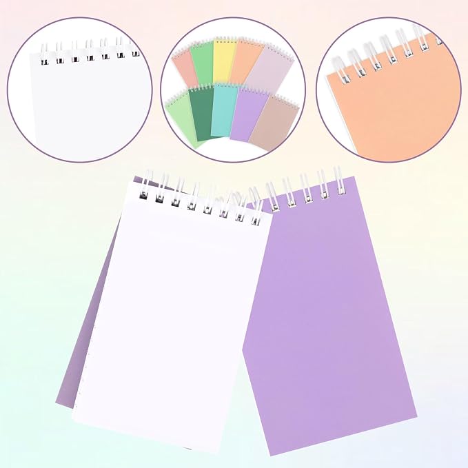 Atiloy 24 Packs Pocket Notebook Mini Notebooks Bulk Small Spiral Notepad for Work, Home, Office, School, Gifts, 8 Colord