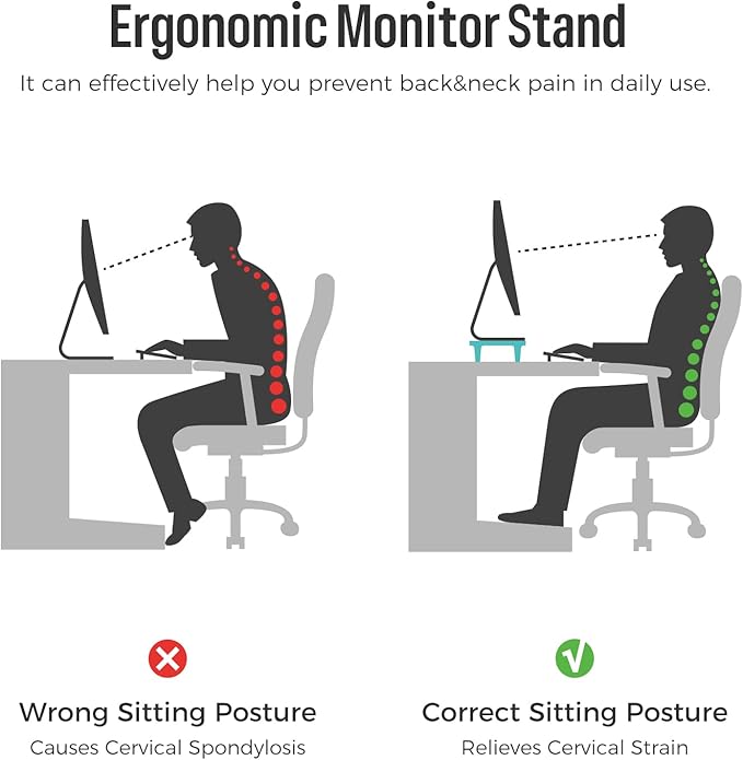 loukin Monitor Stand Riser for Desk, 22.4" × 8.2" Computer Stand, Brown | Supports 22 lb, No Installation Required, Water-Resistant Surface, Fits Laptops and Printers, Ergonomic Design