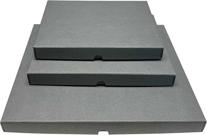 Lineco Clamshell Archival Storage Box, 18.5x24.5x1.75 Inch, Gray | Acid-Free with Metal Edge Boxboard, Organize and Store Photos Documents Cards Negatives Magazine Prints Family Records DIY