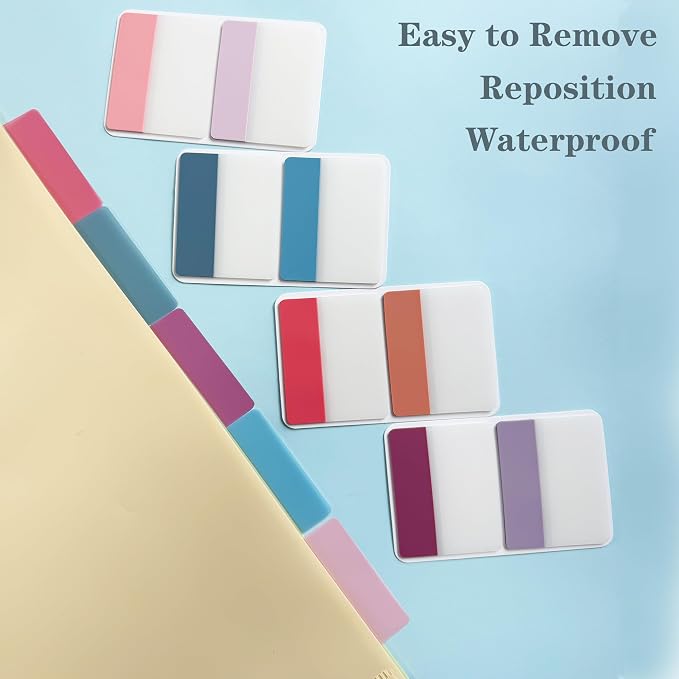ELII 300 PCS Tabs 2 Inch Sticky Index Tabs,21 Sets Book Tabs Sunset | Writable and Repositionable File Tab, Self Adhesive,Page Markers for Pages Notebooks,Smooth Writing,Transparent,Waterproof