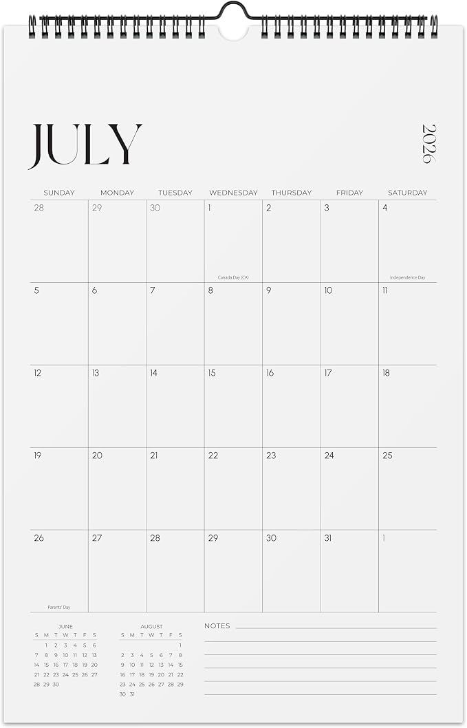 Jokotha Wall Calendar 2026-2027, 18 Monthly Wall Calendar from July 2026 to December 2027, 11" x 17", Twin-Wire Binding, Hanging Calendar for Home & Office, Simplified